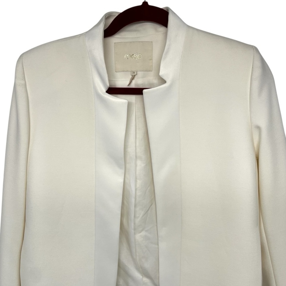 Maje Ivory Open Front Suit Blazer Career Business Work Jacket Women’s 36 - Picture 5 of 11